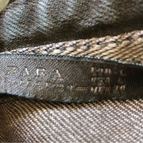 🌈 6/$60, Zara Waxed Cotton Denim Shirt, Brown, Large - Picture 4 of 5